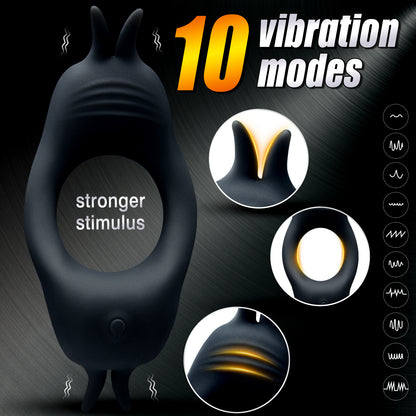 QUTOYS Dual-Sided Rabbit Vibrating Cock Ring - 10-Speed Vibrations, Wireless Remote Control