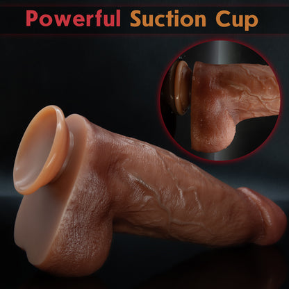 QUTOYS 2.79" Diameter Double Layer Silicone Huge  Dildo-brown
