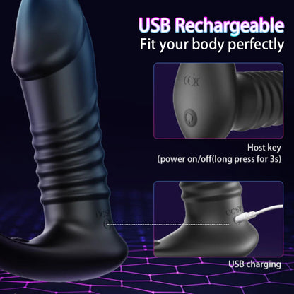 QUTOYS 10 Thrilling Vibration 3 Thrusting Silicone Cock Ring Anal Vibrator