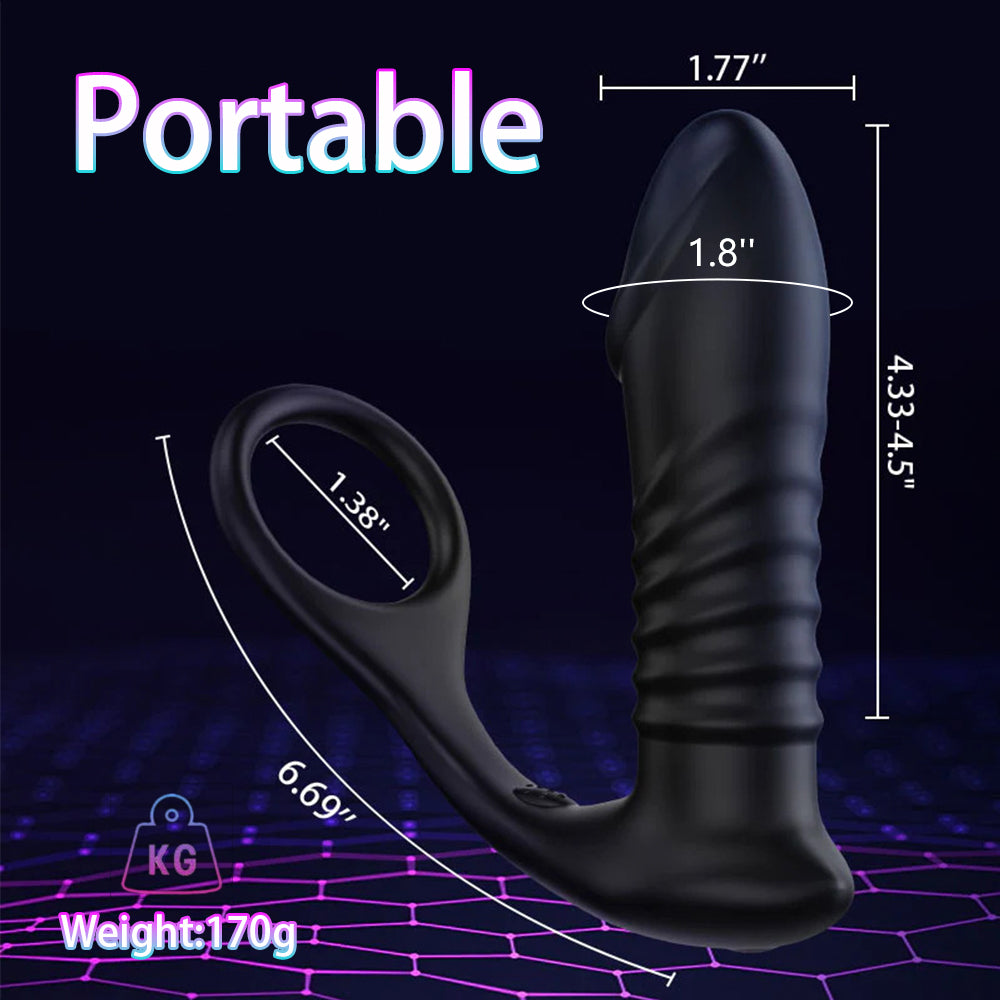 QUTOYS 10 Thrilling Vibration 3 Thrusting Silicone Cock Ring Anal Vibrator