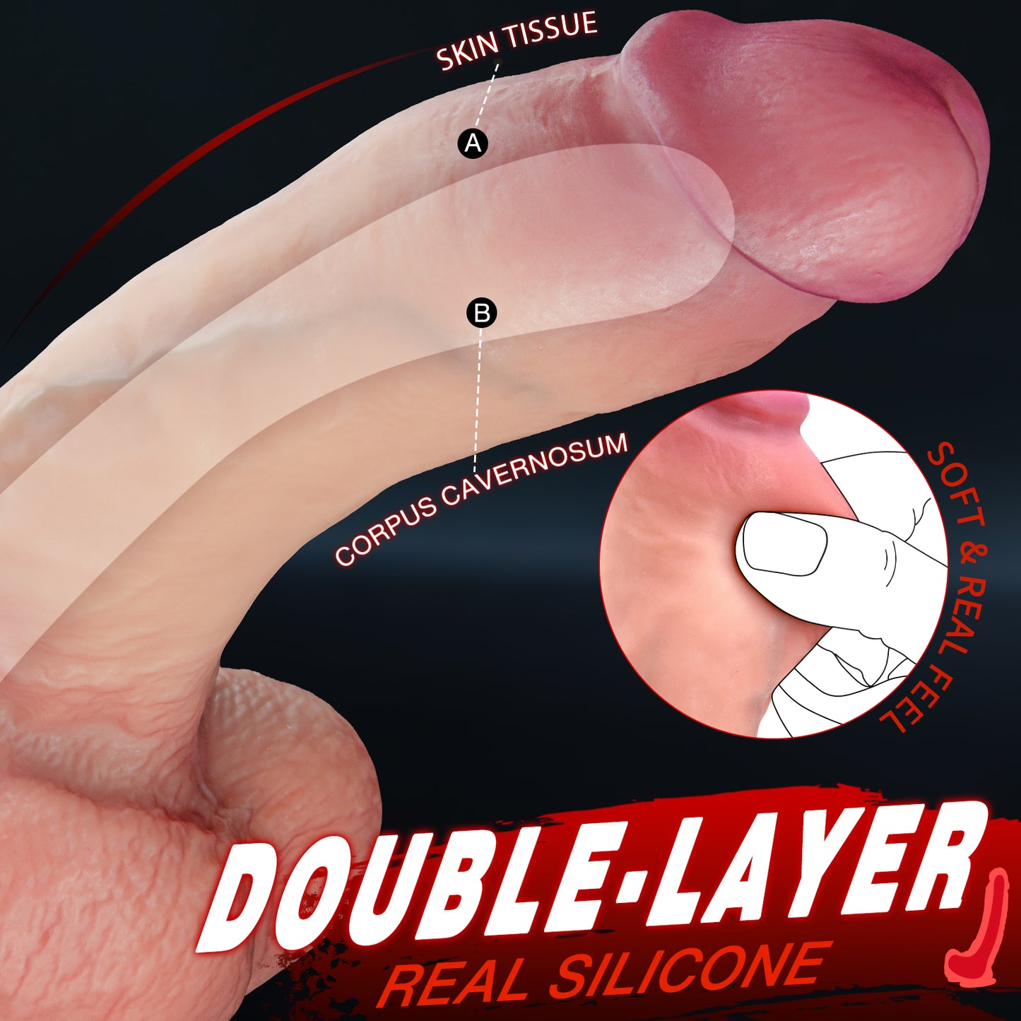 QUTOYS MR.J Sensual Curved Double Layer Silicone Dildo-White