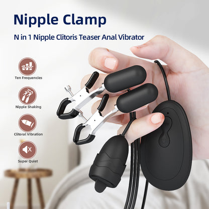QUTOYS Vibrating Nipple Clamps with 10 Different Modes