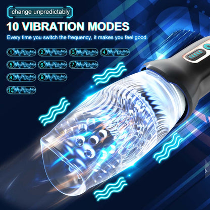 QUTOYS 5-Frequncy Rotation 10 Speeds Vibration Male Masturbators Oral Sex Cup