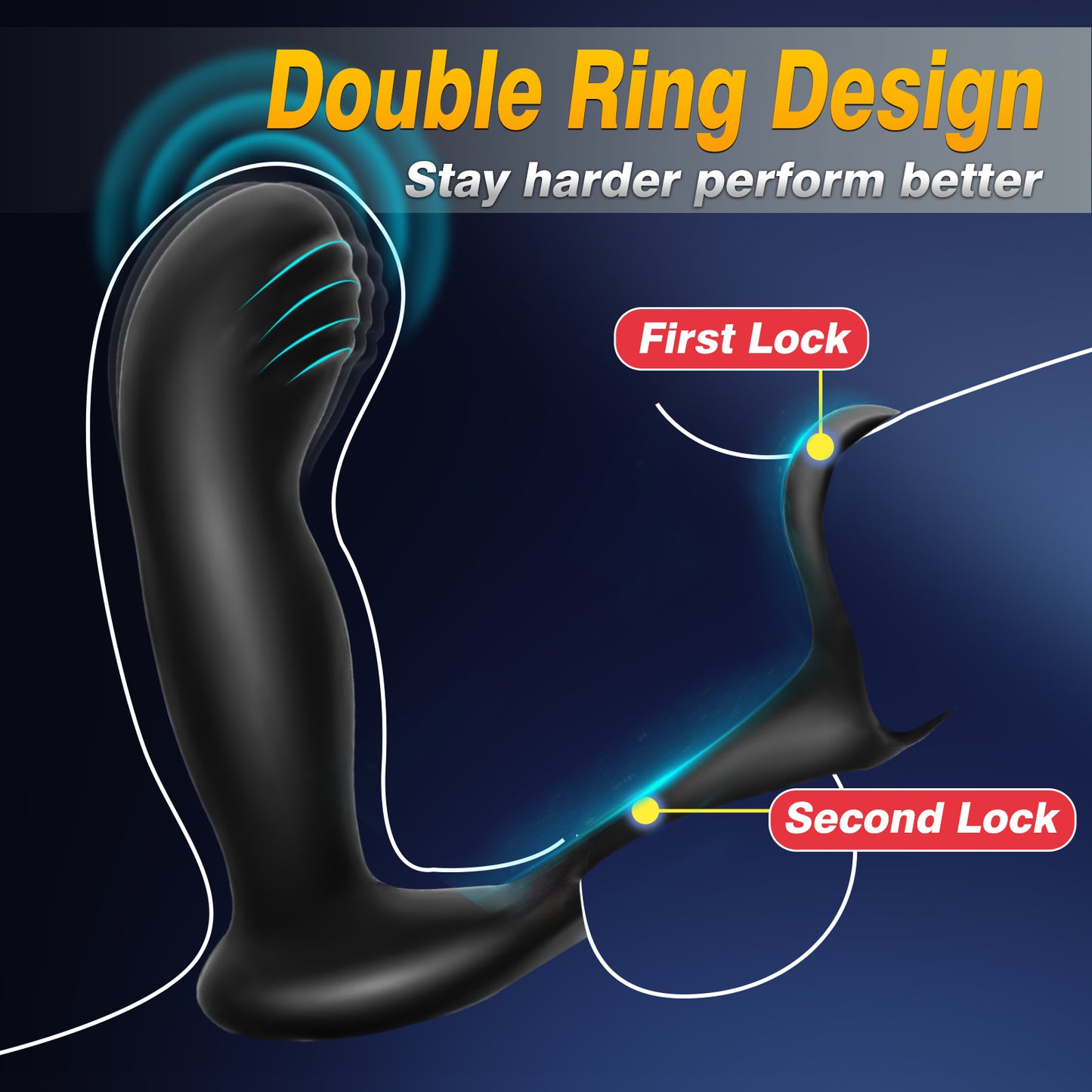 QUTOYS Dual Cock Ring Prostate Massager with 10 Vibration Modes and Remote Control