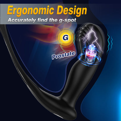 QUTOYS Dual Cock Ring Prostate Massager with 10 Vibration Modes and Remote Control